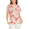 Anne Klein Womens Anne Klein Women’s Short Sleeve Polka Dot Top(Jred Multi)
