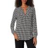 Anne Klein Womens Printed Ity Split Neck TunicTunic Shirt(Anthracite/Amethyst)