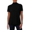 Anne Klein Women’s Solid Mock Neck Top(Anne Blk)