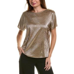 Anne Klein Womens Anne Klein Women’s Short Sleeve Polka Dot Top(Gold)