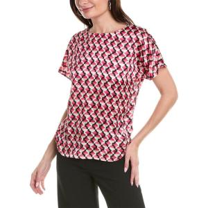 Anne Klein Womens Anne Klein Women’s Short Sleeve Polka Dot Top(Rosebay Combo)
