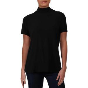 Anne Klein Women’s Solid Mock Neck Top(Anne Blk)