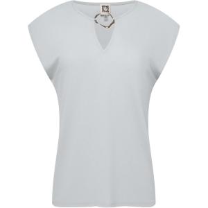 Anne Klein Women’s Textured Knit Crepe Ext Shldr Keyhole to(Soft Aloe)