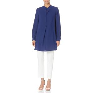 Anne Klein womens Split Neck Long Tunic Blouse(Distant Mountain)
