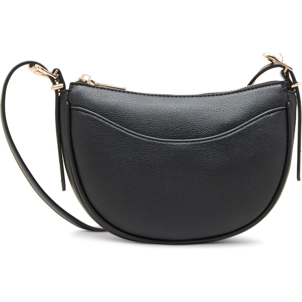 imageAnne Klein Womens Sculpted Buckle Half Moon Crossbody Black
