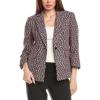 Anne Klein Womens Tweed Notch Collar Jacket with Flap Pkts(Anne Black Multi)