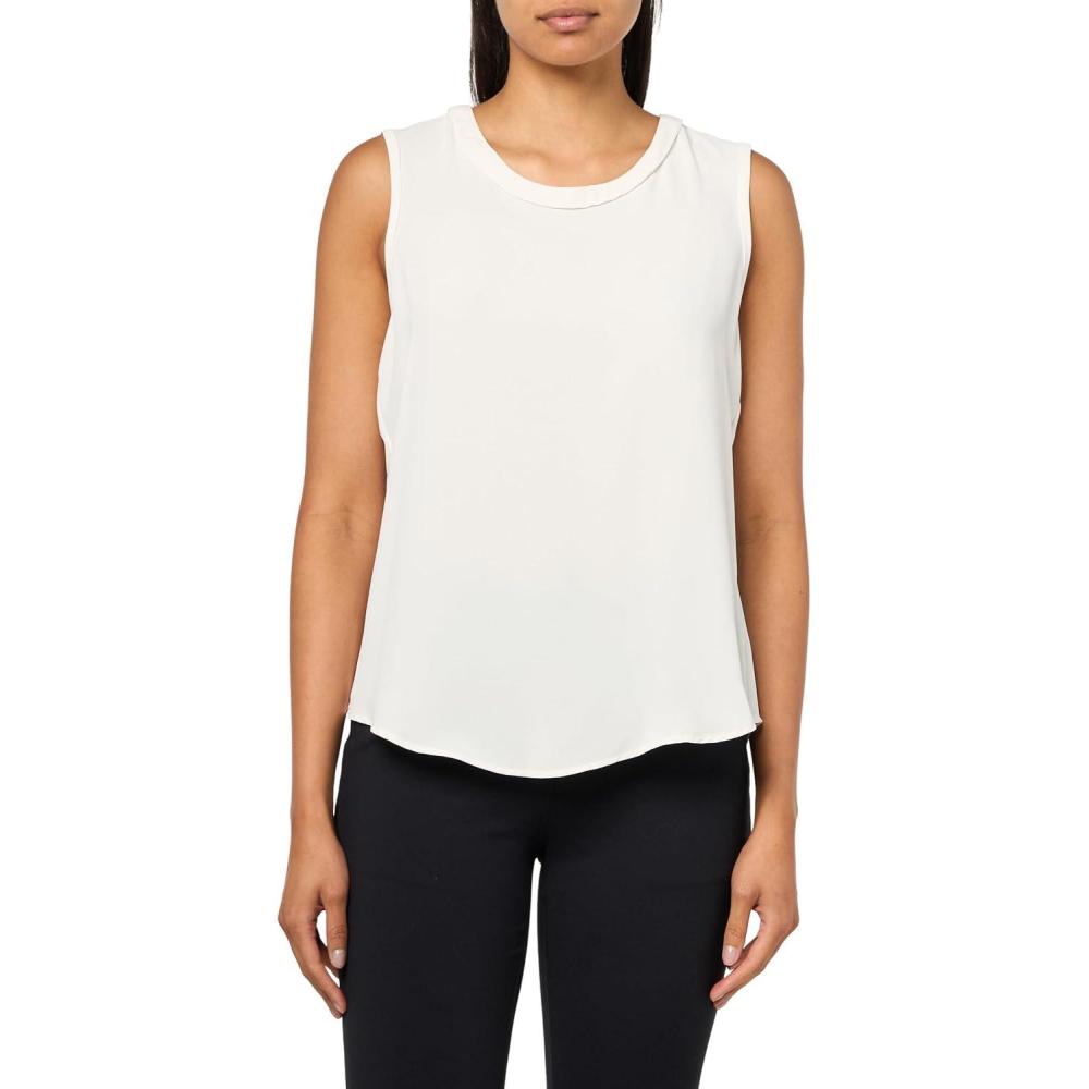 imageAnne Klein Womens Sleeveless Scoop Neck BlouseWhite Dove