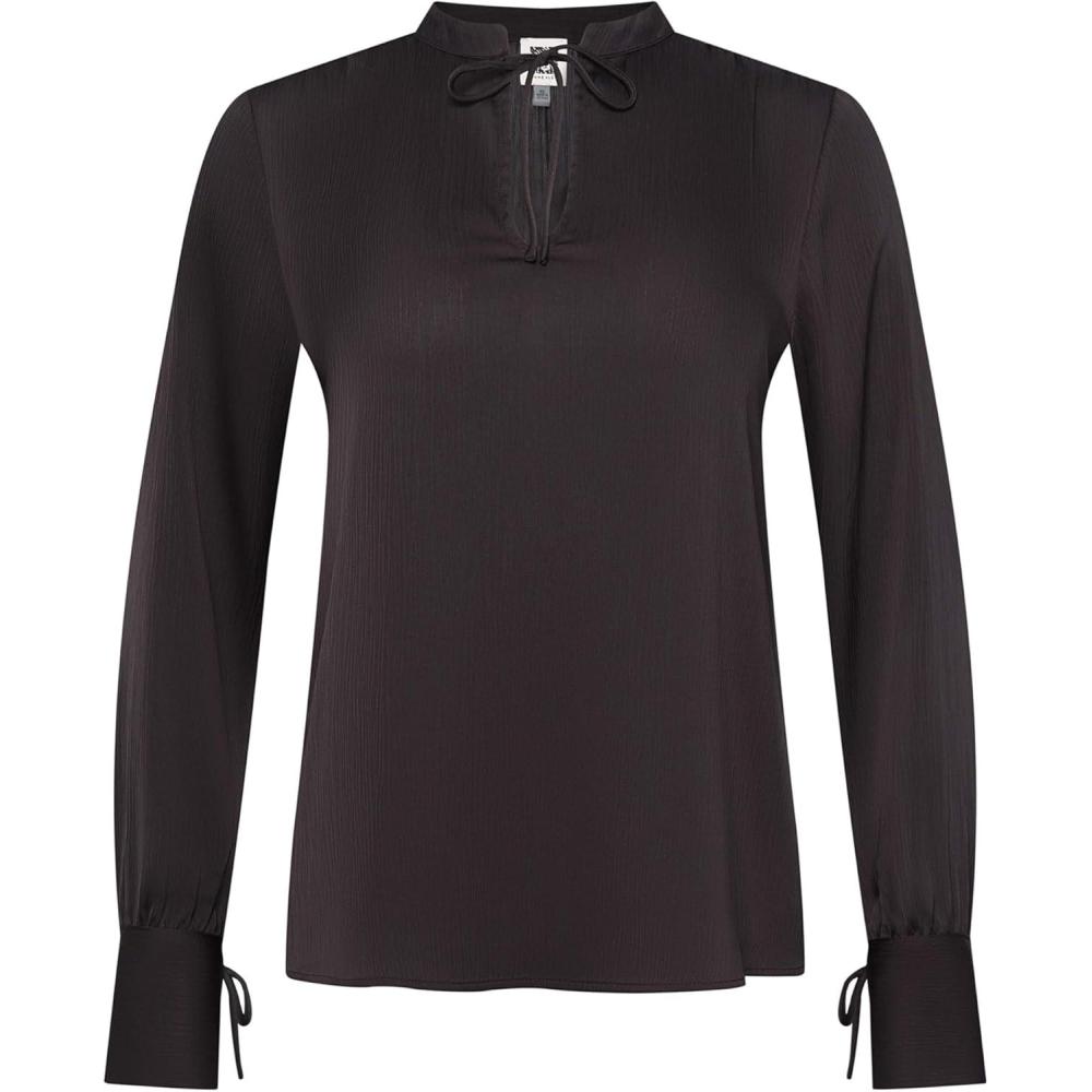 imageAnne Klein Womens Tie Neck Ls Blouse W Stand CollarAnne Black