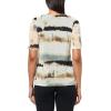 Anne Klein Women’s Printed Mesh Elbow SLV Ruched Shldr Tee(White Dove Multi)
