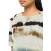 Anne Klein Women’s Printed Mesh Elbow SLV Ruched Shldr Tee(White Dove Multi)
