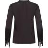 Anne Klein Womens Tie Neck Ls Blouse W Stand Collar(Anne Black)