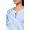 Anne Klein Womens Vneck Blouse W Raglan Puff Sleeves(Surf Blue/Bright White)