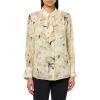 Anne Klein Womens Bttn Frt Ls Shirt W Removeable Tie(Soft Aloe Multi)