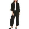 Anne Klein Women’s Textured Knit Crepe 3q SLV Drape Ft Card(Anne Black)