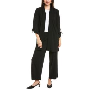 Anne Klein Women’s Textured Knit Crepe 3q SLV Drape Ft Card(Anne Black)