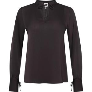 Anne Klein Womens Tie Neck Ls Blouse W Stand Collar(Anne Black)