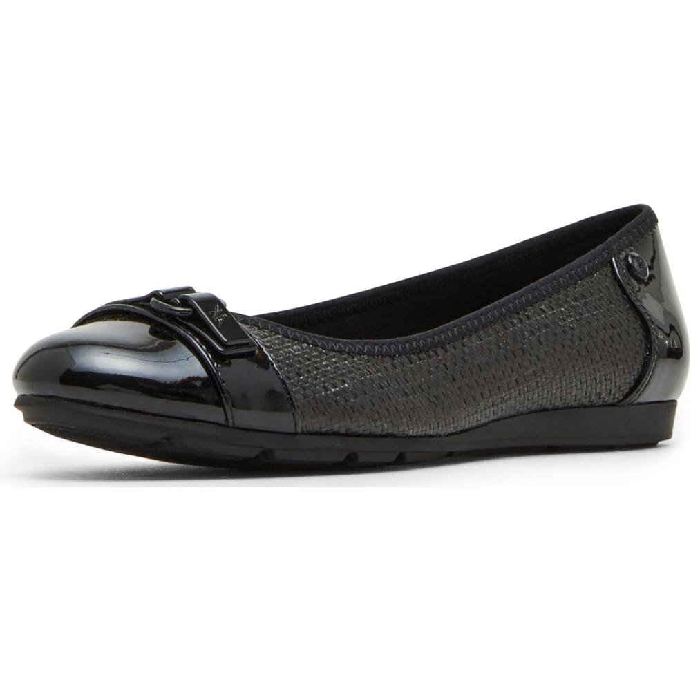imageAnne Klein Womens Able Comfortable Ballet FlatBlack Raffia