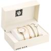 Anne Klein Women’s Bangle Watch and Premium Crystal Accented Bracelet Set(Gold/Pink)