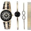 Anne Klein Women’s AK/3286BKST Premium Crystal Accented Gold-Tone and Black Watch and Bracelet Set(Gold/Black)