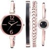 Anne Klein Women’s Bangle Watch and Premium Crystal Accented Bracelet Set(Black/Rose Gold)