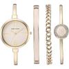 Anne Klein Women’s Bangle Watch and Premium Crystal Accented Bracelet Set(Gold/Pink)