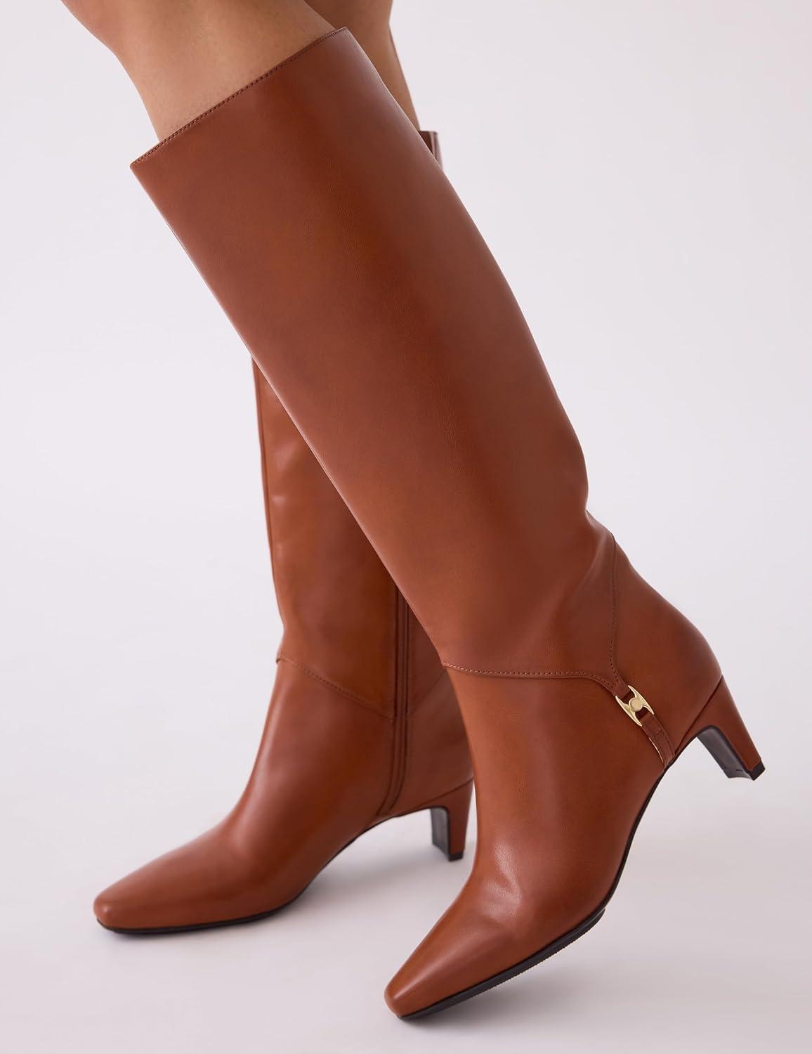 imageAnne Klein Womens Iversonwc Mid Calf BootCognac Smooth
