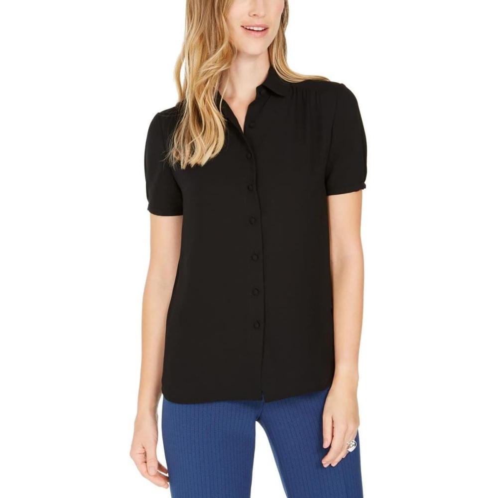 imageAnne Klein Womens Btn Down BLS WCap SLVAnne BlkShirtAsphalt