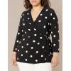 Anne Klein Womens Printed Ity 3/4 SLV Wrap Top (H22)(Anthracite/Amethyst)