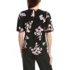 Anne Klein Women’s Printed Ity Pleat Neck Bell SLV Top(Anne Black Multi)