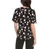 Anne Klein Women’s Printed Ity Pleat Neck Bell SLV Top(Ink/Pinky/Ink Multi)