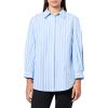 Anne Klein Women’s Bttn Frt Shirt W Pleated 3qrtr SLVS(Surf Blue/Bright White)