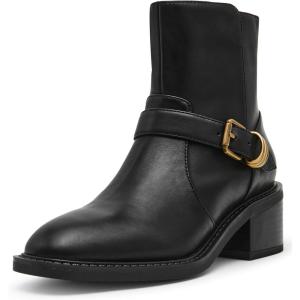 Anne Klein Women’s Amias Ankle Boot(Black Smooth)