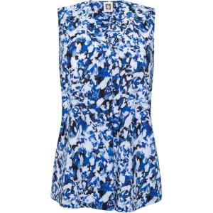 Anne Klein Womens Printed Ity Pleat Front Shell(Anne Black Multi)