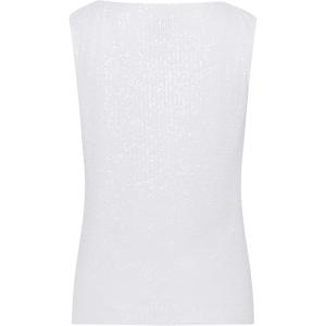 Anne Klein Womens Sequin Sl Asym Top W Bow DTL Strap(Bright White)
