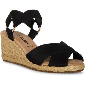 Anne Klein Women’s Ellis Wedge Sandal(Black Stretch)