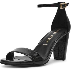 Anne Klein Women’s Kourtney Heeled Sandal(Black Crinkle)