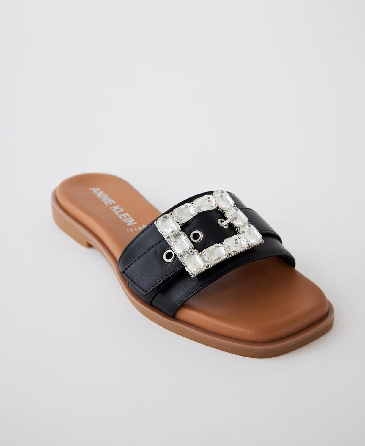 imageAnne Klein Womens Capara Flat SandalBlack Smooth