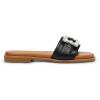 Anne Klein Women’s Capara Flat Sandal(Black Smooth)