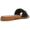 Anne Klein Women’s Capara Flat Sandal(Black Smooth)