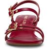 Anne Klein Women’s Mackenzie Block Heel Sandals(Deep Red)