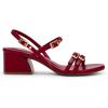 Anne Klein Women’s Mackenzie Block Heel Sandals(Deep Red)