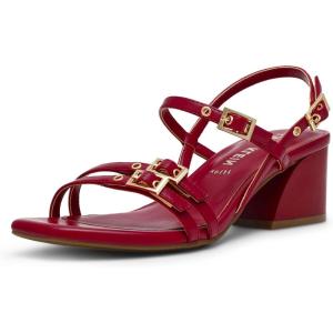Anne Klein Women’s Mackenzie Block Heel Sandals(Deep Red)