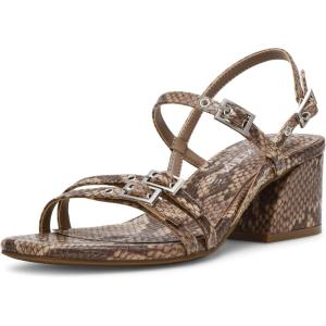 Anne Klein Women’s Mackenzie Block Heel Sandals(Snake Taupe)