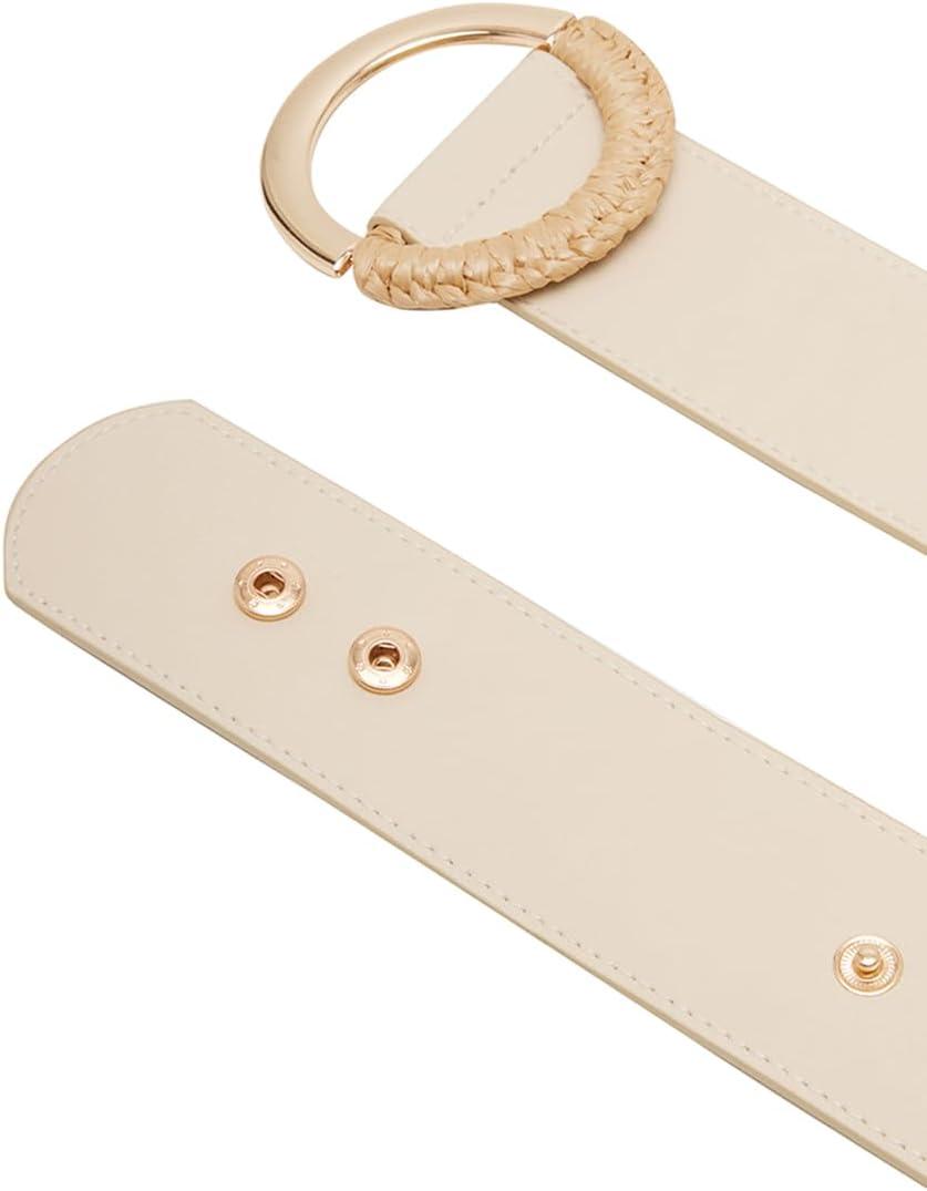 imageAnne Klein womens Wrapped Straw Buckle Stretch BeltIvory