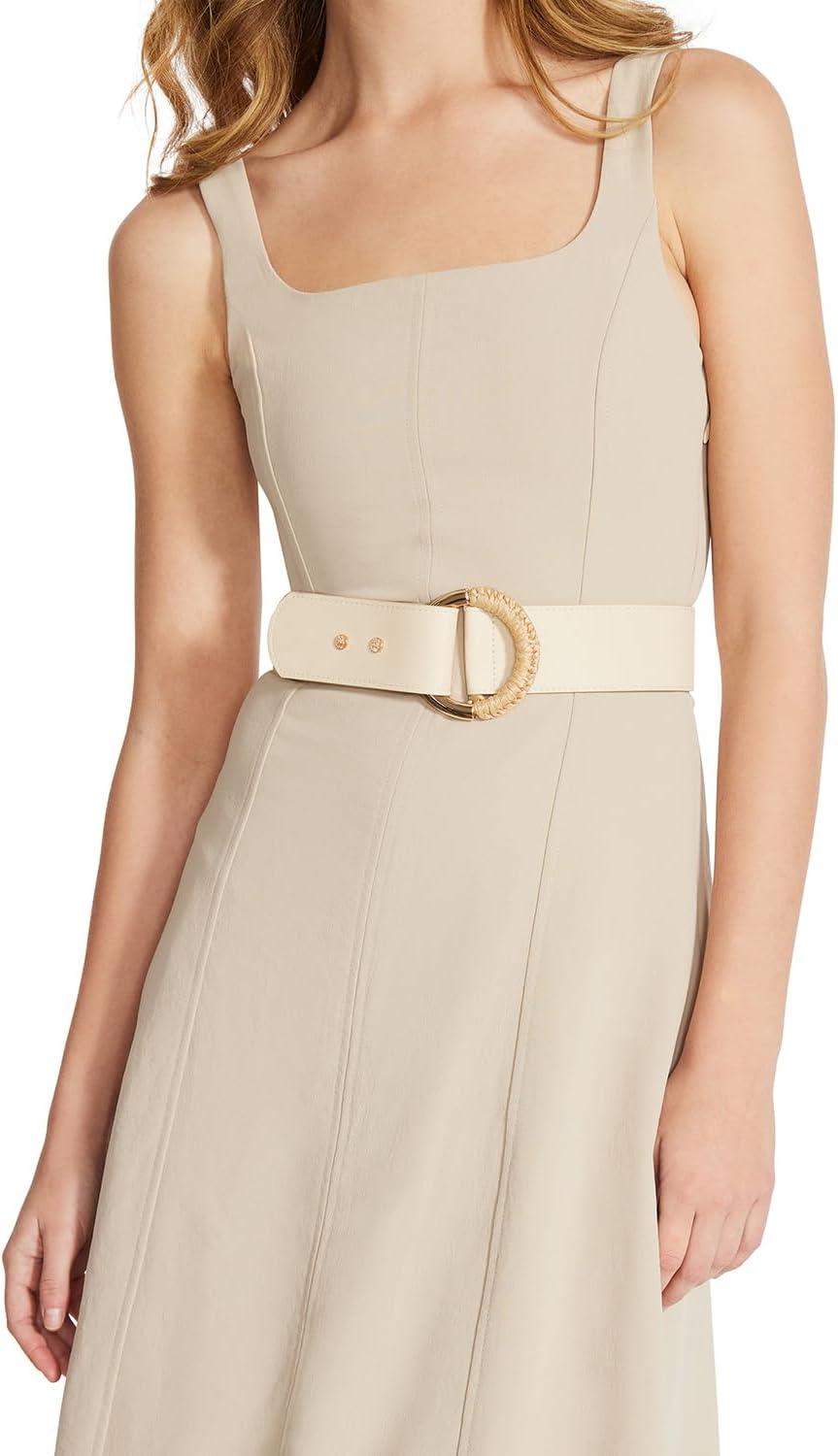 imageAnne Klein womens Wrapped Straw Buckle Stretch BeltIvory