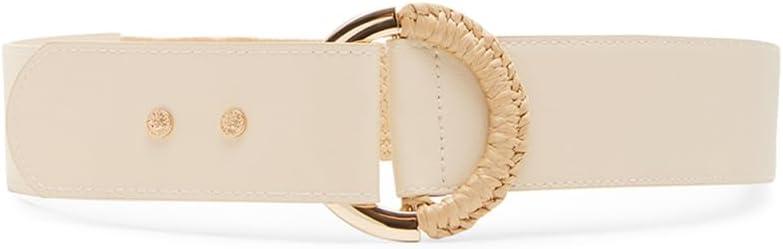 imageAnne Klein womens Wrapped Straw Buckle Stretch BeltIvory