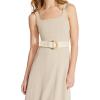 Anne Klein womens Wrapped Straw Buckle Stretch Belt(Ivory)