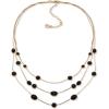 Anne Klein Jet Stone Station Flex Multi Row Necklace(Black)