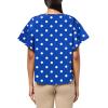 Anne Klein Women’s Flutter SLV Blouse W Bateau Neck(Santorini Blue/Brt Wht)