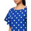 Anne Klein Women’s Flutter SLV Blouse W Bateau Neck(Santorini Blue/Brt Wht)